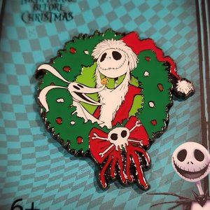 Loungefly Disney NBC Jack Skellington & Zero Holiday Wreath Enamel Pin NEW